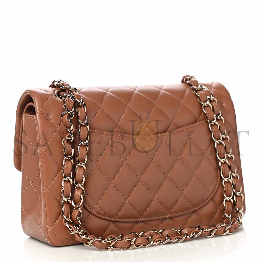 Ch*el lambskin quilted small double flap brown as1117 (23*14.5*6cm)